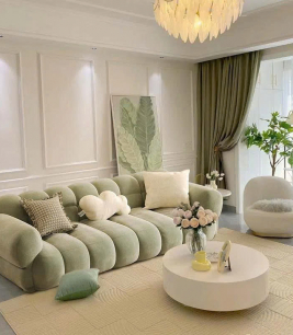 Sofa Bo Tròn Màu Pastel – Giải Pháp Nội Thất Phòng Khách Thanh Lịch & Hiện Đại