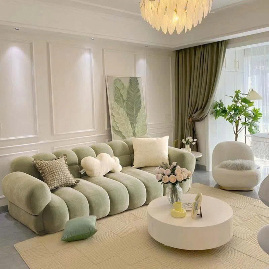 Sofa Bo Tròn Màu Pastel – Giải Pháp Nội Thất Phòng Khách Thanh Lịch & Hiện Đại